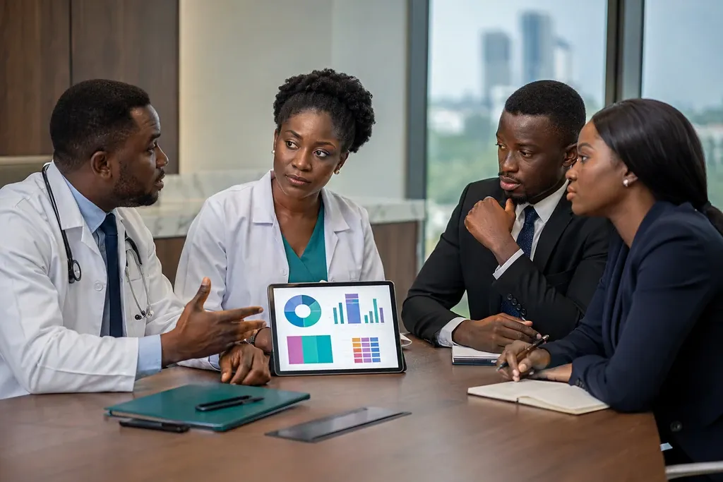 A discussion about workplace health between a care team and an organisation